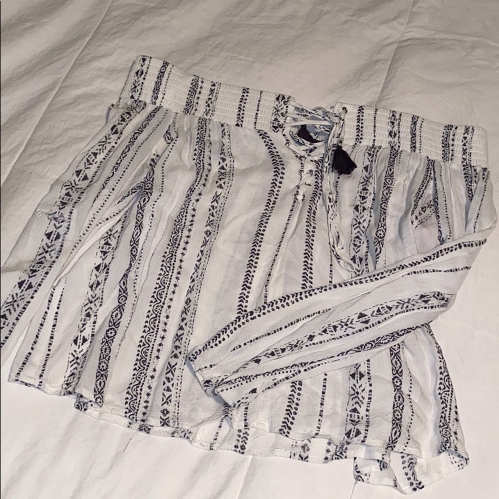White and Blue stripped off the shoulder top